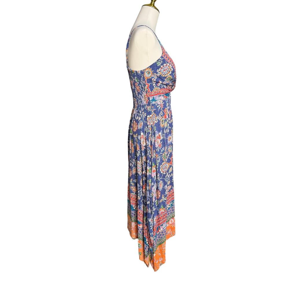 Angie Blue Floral Boho Cutout Maxi Dress Handkerchief Hem NWT Large - Picture 6 of 12